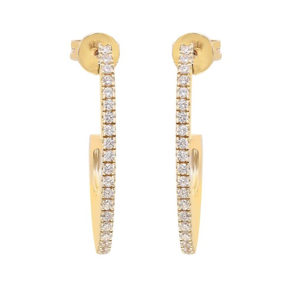 Rachel Koen Pave Diamond Oval Hoop Earrings 14K Yellow Gold 0.34Cttw - Picture 4 of 7